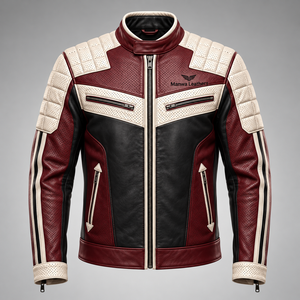 Chaqueta de Motocicleta de Cuero con Bloques de Color Manwa Leathers, Azul, Negro y Blanco, Resistente al Viento, Chaqueta de Carreras - Product Image 3
