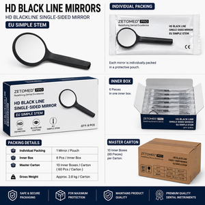 HD Black Line Mirror #5 Single-Sided Mirror Head EU Simple Stem Stainless Steel Zetomed Pro - Product Image 4
