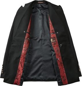 Traje de Negocios para Hombre, Estilo Británico, Negro, de Viscosa/Poliéster, Cuello de Solapa, Antiarrugas, Ropa Formal - Product Image 5
