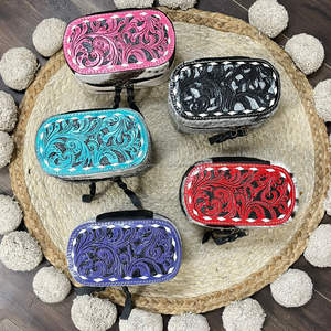 Boîte à bijoux de luxe en cuir de vachette véritable faite à la main, motif western gravé, boîte de rangement de voyage, idéale pour les femmes - Product Image 5