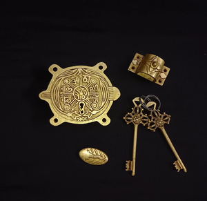 กุญแจรูปเต่าทองเหลืองชุบทองพร้อมกุญแจ ของตกแต่งเสริมฮวงจุ้ยสำหรับบ้าน ของสะสมงานศิลปะ - Product Image 2