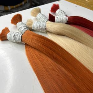 Extensions de cheveux de luxe raides orange raides en vrac du Vietnam, sans emmêlement, sans perte d'os, à double tirage - Product Image 2