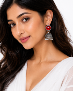 Bohemian Oxidized <b>Silver</b> Multi Color <b>Dangle</b> Indian Jhumka <b>Earrings</b> for Women Direct Factory - Product Image 3