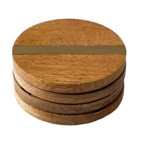 Luxury Wooden <b>Drinking</b> <b>Coaster</b> With Round Shape for Restaurant Handmade Wooden Tea Cup <b>Coasters</b> Set at Reasonable Price - Product Image 1