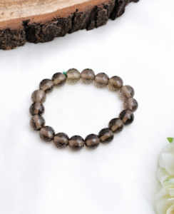 Pulsera de cuentas facetadas de cuarzo ahumado natural de 10 mm, natural para la elaboración de joyería fina, pulsera de piedras preciosas - Product Image 1