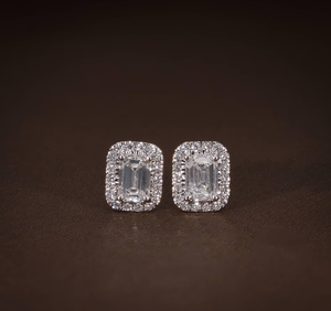 High Quality Lab Grown Diamond <b>Stud</b> Earrings 925 Silver Vintage <b>Emerald</b> Cut IGI Certified Engagement Wedding Party Gift - Product Image 1