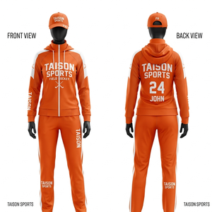 Premium 320 GSM Polyester Cotton Field Hockey Tracksuit Khaki Ribbed Panels Custom <b>Screen</b> Print Logo - Product Image 6