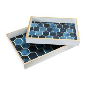 Bandeja de Almacenamiento de Madera con Diseño Étnico y Asas, Bandeja Rústica de Madera Dura para Café y Té, Directo del Fabricante Indio - Product Image 1