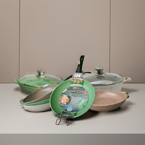 Ensemble de casseroles en aluminium moulé sous pression de 10 pièces pour la cuisine, revêtement céramique antiadhésif, couvercle en verre, écologique, compatible avec toutes les cuisinières - Product Image 2