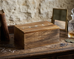 Wooden Storage <b>Box</b> with Hinged Lid Acacia Wood Hand-Crafted Wooden <b>Box</b> for Recipes Decorative Storage or as <b>Keepsake</b> <b>memory</b> <b>box</b> - Product Image 5