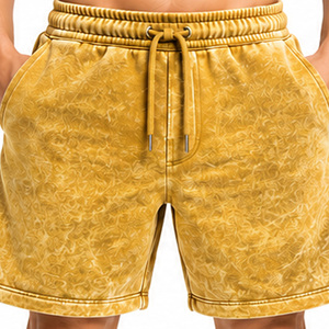 <b>Mens</b> Workout <b>Shorts</b> with Textured Washed Appearance <b>Elastic</b> <b>Waist</b> Drawstring Pockets Relaxed Fit Fitness Lounge Apparel Gym Wear - Product Image 4