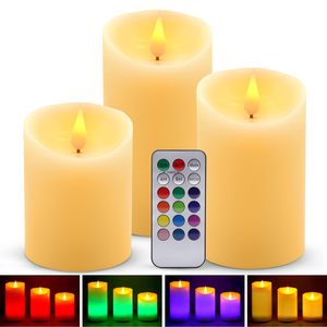 Bougies LED sans flamme, lot de 3, alimentées par USB, changement de couleur, télécommande, blanc chaud, finition mate, pour Pâques et Halloween - Product Image 1