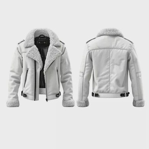 Custom Unisex <b>Shearling</b> <b>Bomber</b> <b>Jacket</b> Winter Warm Polyester Casual Mens Fur Collar <b>Jacket</b> OEM Custom Logo Wholesale - Product Image 5