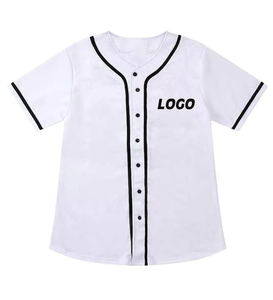 Unisex White Baseball Jersey Short Sleeve Button Front Logo Print Breathable Polyester Adult <b>Sport</b> <b>Apparel</b> - Product Image 1