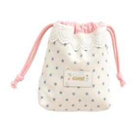 Bolsa de Cosméticos con Cordón y Estampado de Estrellas con Ribete de Encaje, Bolsa Organizadora de Artículos de Aseo de Viaje de Poliéster, Capacidad Media para Mujeres y Niñas - Product Image 1
