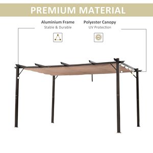 Pergola in Alluminio 10x13 ft per Patio, Tettoia Retrattile da Giardino in Colore Marrone - Product Image 5