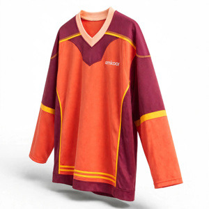 Maillot de hockey sur glace unisexe à manches longues, color-block, col en V, pull respirant en maille polyester, vêtements de sport toutes saisons Amkoor - Product Image 3