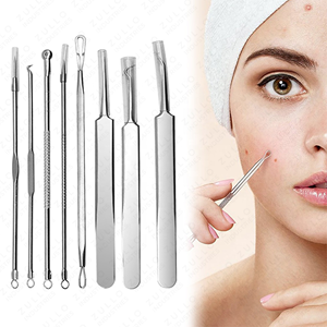 Professional 8 Piece Stainless Steel Acne Extractor Kit Blackhead Whitehead Remover <b>Tools</b> Set with Custom Logo Label Case - Product Image 5