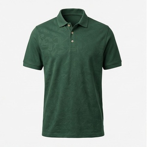 Polo en piqué vert à manches courtes pour homme, décontracté, respirant, coupe classique, design tricoté uni - Product Image 1