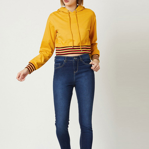 Sudadera Corta de Alta Calidad Personalizada para Mujer, Estilo Urbano de Invierno, Hombros Caídos, 100% Algodón, Deportiva, Elástica, de Manga Larga - Product Image 4