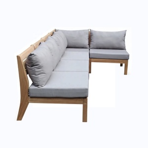 Ensemble de canapés de jardin en teck massif, canapé d'angle en forme de L, canapé d'extérieur avec coussins résistants à l'eau, meubles d'extérieur d'Indonésie - Product Image 1