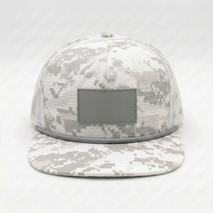Custom Full Mesh Digital Camo <b>Flat</b> Brim <b>Cap</b> Breathable Outdoor Hat Leather Patch OEM Private Label Manufacturer Supplier - Product Image 1
