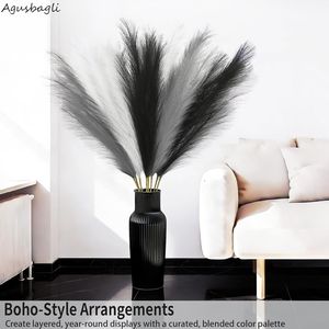 8 Piezas de Decoración de Hierba de Pampas Artificial Negra, 35 Tallos de Hierba de Pampas Artificial Esponjosos y Altos, Flor Blanca, Planta Artificial Grande - Product Image 6