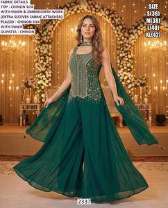 Dupatta Mehreen Bhandhani, Sharara florale, longueur au sol, tenue de fête traditionnelle pour femmes, séchage rapide, pour toutes les saisons - Product Image 1