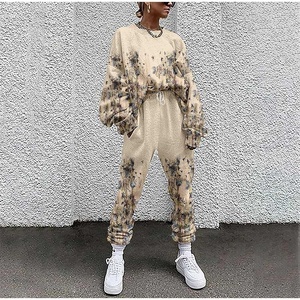 Custom Vendors <b>Tie</b> <b>Dye</b> Women's Tracksuit Drawstring Long Sleeve 2 Piece <b>Set</b> High Waist Running Suit 2021 Casual <b>Sets</b> Sweat Suit - Product Image 3
