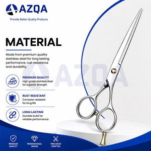 Ciseaux de coiffure professionnels en acier inoxydable avec vis dorée et repose-doigts pour barbier et salon de coiffure - Product Image 2