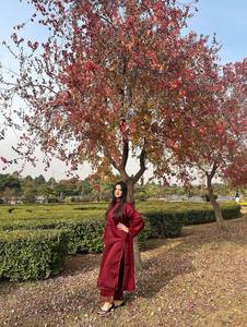 ชุดสาหรี่กะมีซผ้าเครปไหมธรรมชาติปักลายอย่างดี พร้อมผ้าคลุมไหล่ ชุดสำเร็จรูปสำหรับผู้หญิง สไตล์ชาติพันธุ์ - Product Image 4