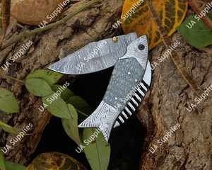 Couteau de camping d'extérieur de haute qualité, best-seller, en acier Damas gravé, avec manche ergonomique en acier nid d'abeille, 7,5 pouces - Product Image 6