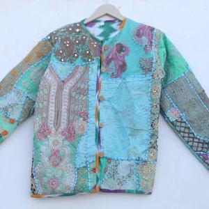เสื้อแจ็กเก็ตแฟชั่นสไตล์โบฮีเมียนสำหรับผู้หญิงเสื้อแจ็กเก็ตผ้าปะต่อปักลายภาษาอินเดีย - Product Image 1