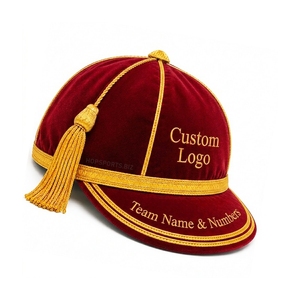 Casquettes de cérémonie personnalisées brodées pour le rugby, casquettes d'honneur pour le cricket avec tresse et pompon argentés et dorés - Product Image 3