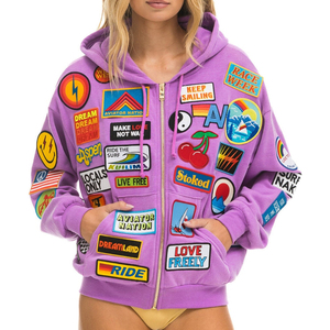 เสื้อฮู้ดดี้สตรีทแวร์ลายปักโลโก้แบบกำหนดเอง สีบล็อก ลุควินเทจ ซักฟอกแบบแอซิดวอช แต่งแพทช์เวิร์ค สำหรับผู้ชาย - Product Image 2