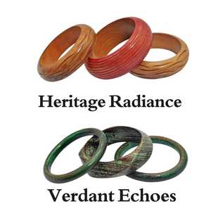 Ensemble de bracelets en bois de Sissoo faits à la main, bijoux artisanaux sculptés, bijoux rustiques bohèmes, bracelets en bois de Sheesham pour femmes, naturels et rustiques - Product Image 3