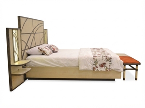 Wooden Queen Size <b>Platform</b> <b>Bed</b> <b>Frame</b> with Headboard and Side Tables <b>Bed</b> Set Modern Bedroom Furniture MDF Panel - Product Image 2