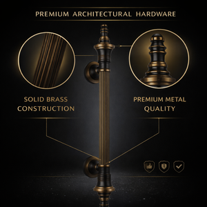 Poignée de porte en laiton massif côtelé Regent |   Poignée de porte d'entrée moderne et durable pour usage hôtelier |   Architecture décorative - Product Image 4