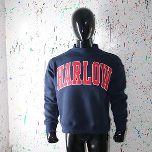 HARLOW BLUE <b>Mock</b> <b>Neck</b> Sweatshirt 100% RED Applique Embroidery wide <b>neck</b> Sweatshirt Finer Threads - Product Image 1