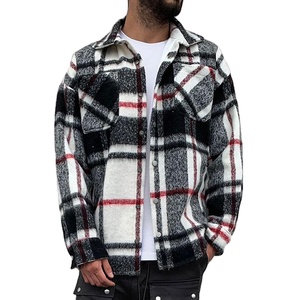 Fall <b>Mens</b> Fashion Plaid Printed <b>Jackets</b> for <b>Men</b> <b>Long</b> Sleeve Turndown Collar Buttoned Outerwear Casual <b>Jacket</b> - Product Image 5