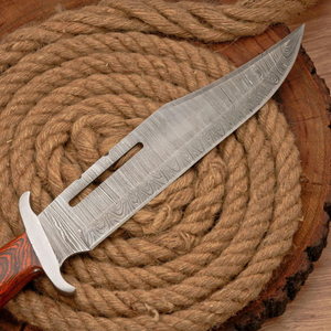 Couteau de chasse à lame fixe Pasha Enterprises Custom Damascus Long Clip Point, qualité industrielle, garantie 3 ans, manche en bois - Product Image 2