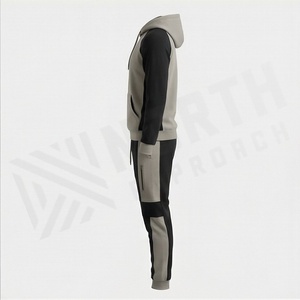Ensemble de survêtement à capuche pour homme, color block, décontracté, sportswear, manches longues, avec cordon de serrage et poches, coupe classique, pour l'automne - Product Image 3