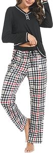 Conjunto de Pijama para Mujer, Fabricante de Ropa, Conjunto de Loungewear a Cuadros de Algodón, Top de Manga Larga y Pantalones de Algodón, Ropa de Dormir para Damas - Product Image 6