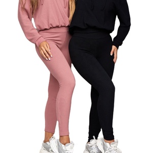 Ensemble de vêtements de sport pour femmes, leggings de jogging décontractés respirants à coupe ample, veste de yoga à manches longues, couleur unie, hiver - Product Image 4