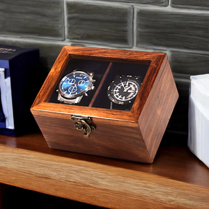 Boîte à montres en bois personnalisée avec logo, grande boîte de rangement pour hommes avec 12 emplacements et couvercle en acrylique pour organiser les montres - Product Image 5