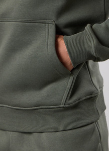 Men's Olive Green Hooded <b>Tracksuit</b> Set Full Length Solid Color Casual Sweatshirt with Side Pockets and Jogger Pants - Product Image 4