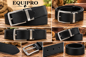Cinturón de Cuero Vacuno Genuino Negro Equipro, Estampado Animal, Ecológico, para Hombre, Hebilla Cuadrada de Aleación, 3.5cm de Ancho, 110cm - Product Image 3