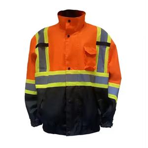 Veste de travail réfléchissante haute visibilité orange et noire, durable, légère, doublure amovible, imperméable, uniforme de sécurité - Product Image 6