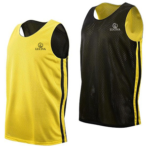 Uniformes de Baloncesto Personalizados Premium - Chaleco Sublimado Amarillo y Negro Unisex Transpirable sin Mangas - Product Image 1