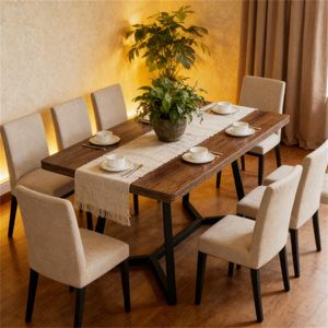 Classic Design <b>Square</b> Wooden <b>Kitchen</b> Dining <b>Table</b> with Black Metal Frame Only <b>Table</b> Available - Product Image 4